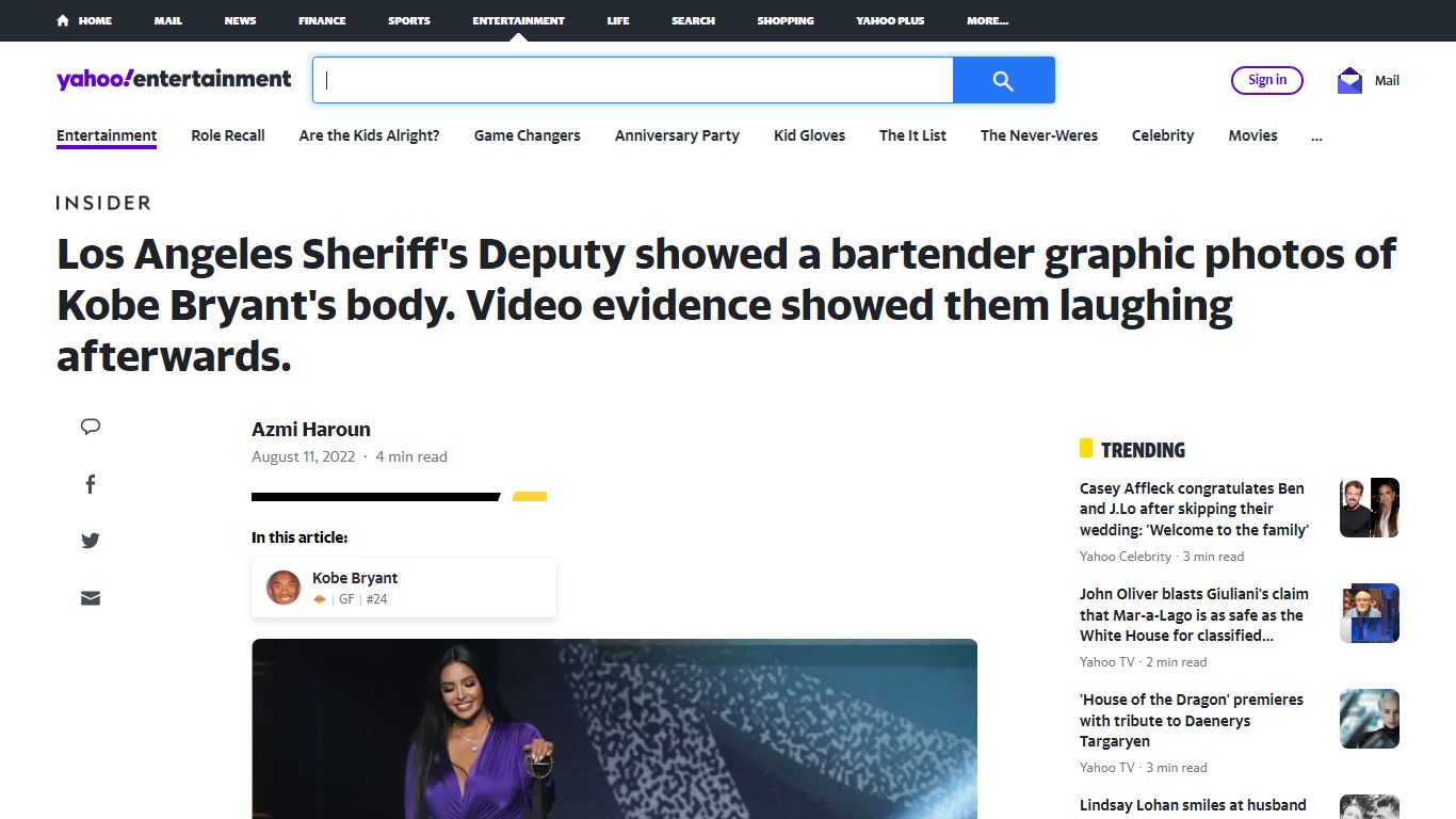 Los Angeles Sheriff's Deputy showed a bartender graphic photos of Kobe ...